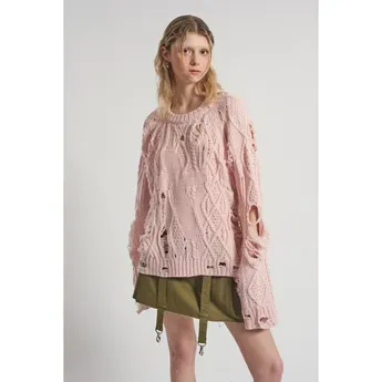 The Ragged Priest Womens Disciple Cable Knit Backless Jumper