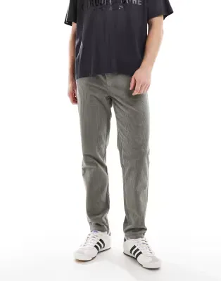 tapered cord trouser in dark sage
