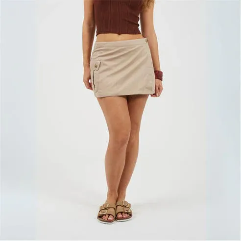 Brave Soul Womens Wrap Mini Skirt with Pocket Detail