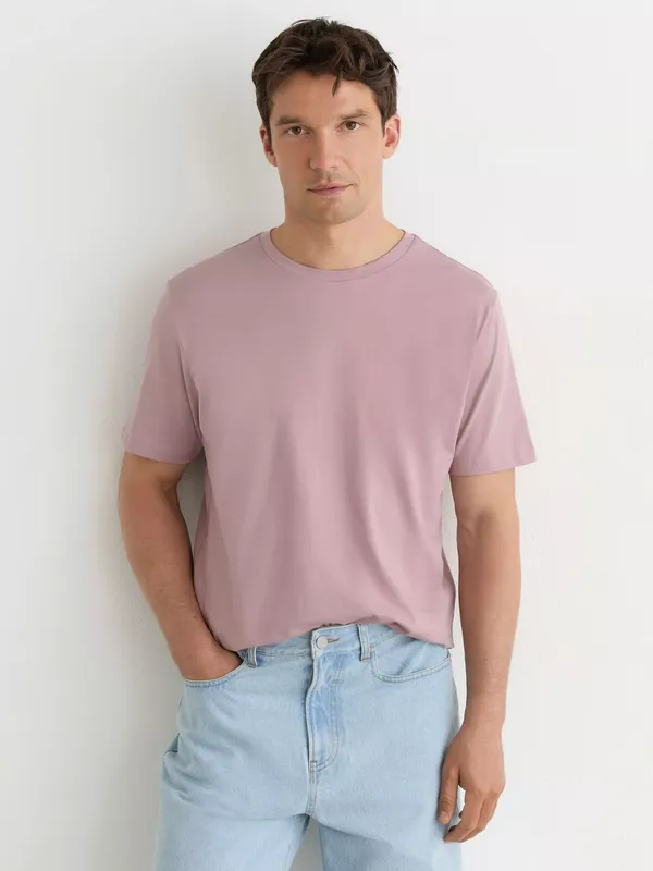 Reiss Bless Crew Neck Cotton T-Shirt, Dusty Rose