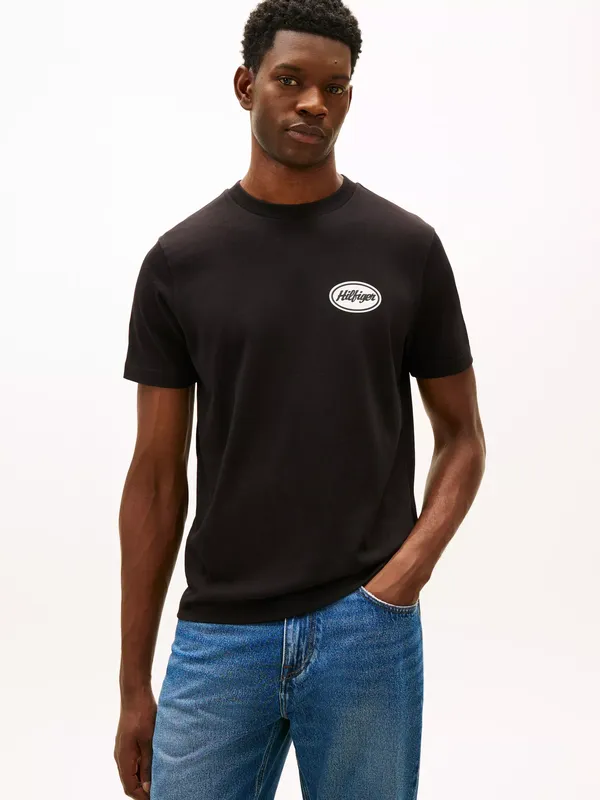 Tommy Hilfiger Cotton Regular Fit Service Station Graphic T-Shirt, Black