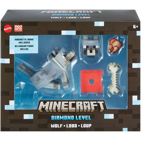 Minecraft Diamond Wolf Action Figure With Accessories