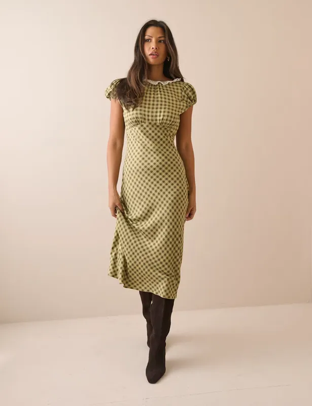 Nobody's Child Checked Midi Skater Dress
