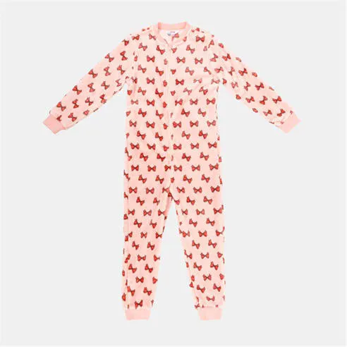 Star Fleece Onesie Junior Girls Pink