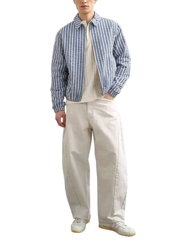 Topman Harrington Stripe Textured Jacket, Blue Stripe