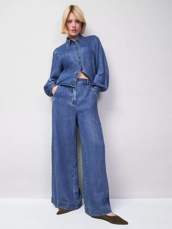 Ro&Zo Tailored Wide Leg Jeans, Blue