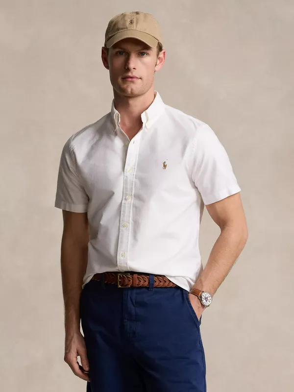 Ralph Lauren Cotton Short Sleeve Custom Fit Oxford Shirt