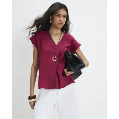Red Cupro Sleeveless Top