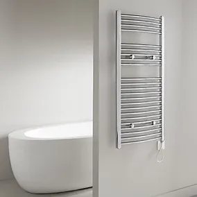 Flomasta Galene Chrome effect Electric Curved Towel warmer (W)500mm x (H)1100mm