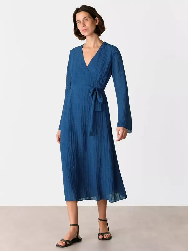 Whistles Alex Textured Wrap Midi Dress
