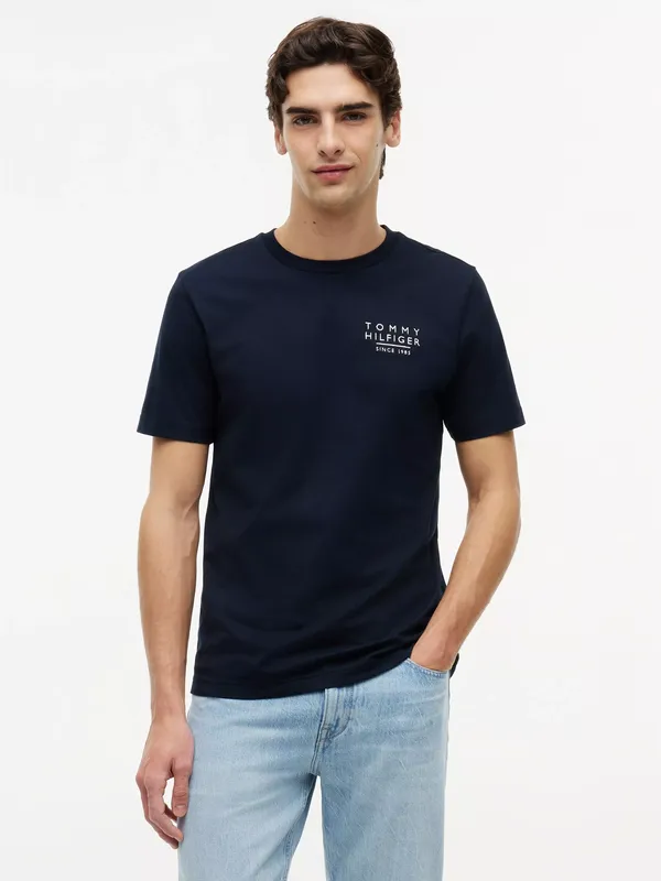 Tommy Hilfiger Ana Graphic Print Crew Neck Cotton T-Shirt, Navy