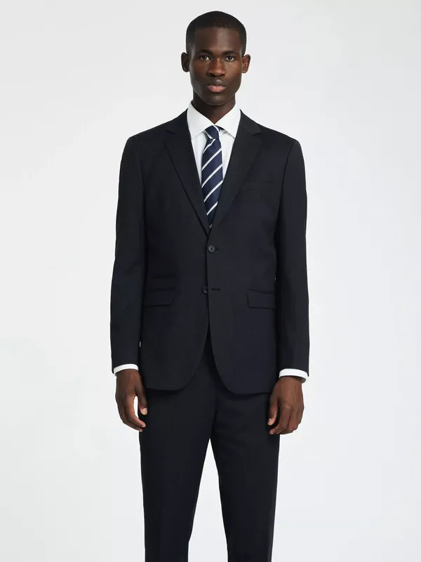 Selected Wool Blend Suit Jacket, Charcoal