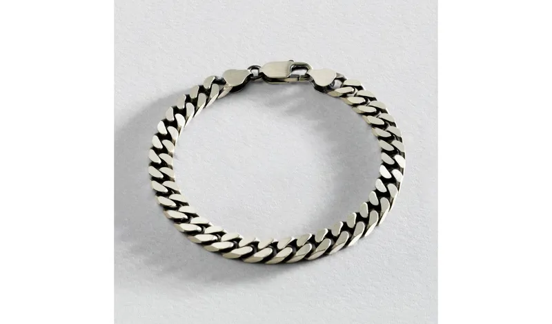 Revere Men's Sterling Silver Oxidized Curb Bracelet 