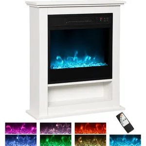 HOMCOM 1800W White Electric Fire with Remote Timer - White