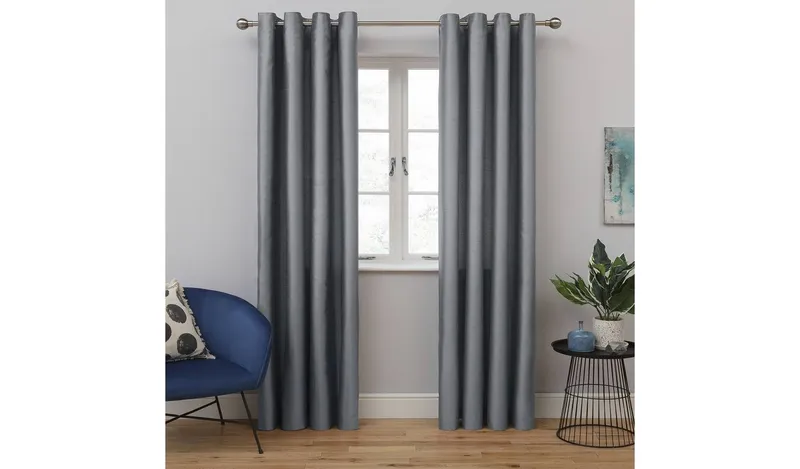 Habitat Faux Silk Fully Lined Eyelet Curtains