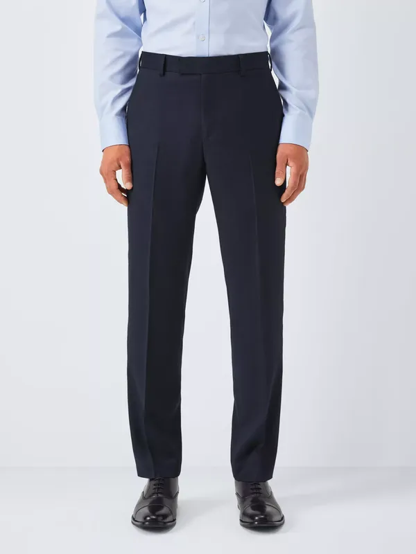 John Lewis Semi Plain Wool Regular Fit Suit Trousers, Navy
