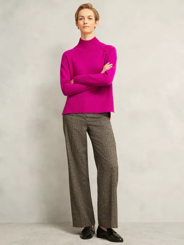 Hobbs Lorraine High Neck Wool Rich Jumper, Magenta Pink