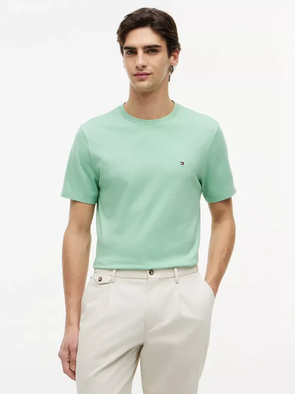 Tommy Hilfiger Crew Neck Cotton T-Shirt, Light Green