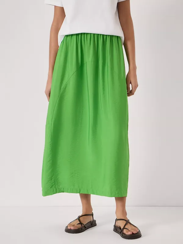 HUSH Liddie A-Line Midi Skirt containing LENZING™ ECOVERO™ Viscose, Bright Green