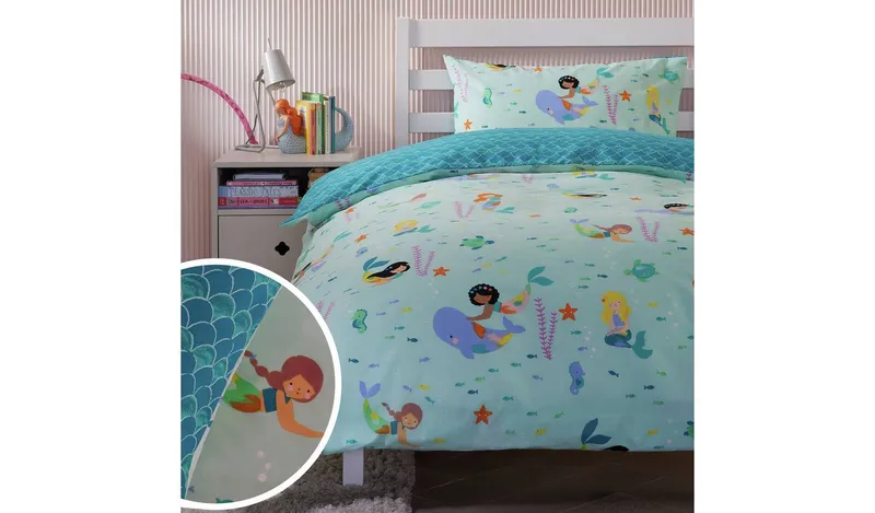 Argos Home Mermaids Blue Kids Bedding Set - Single