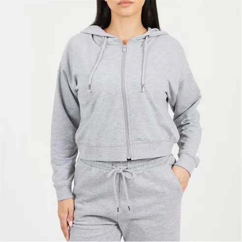 Brave Soul Cropped Zip Through Hoodie with Pockets