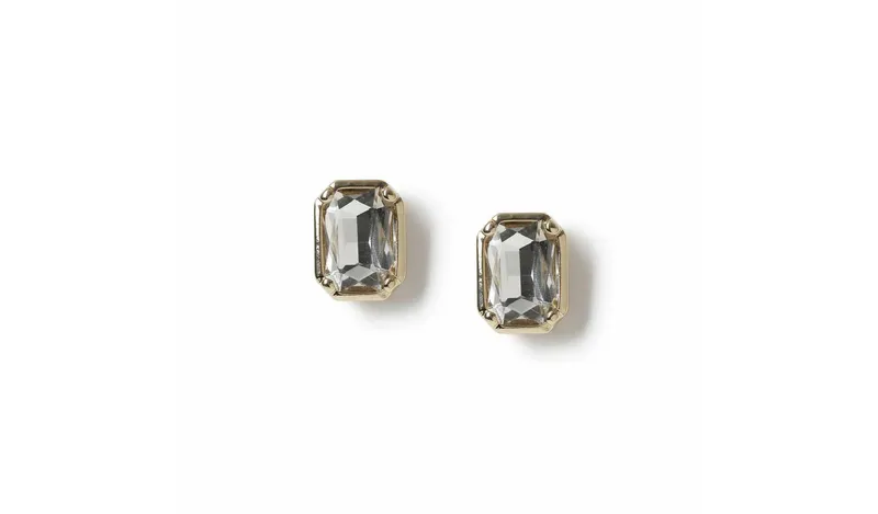 Freedom Gold-tone Crystal Stone Stud Earrings