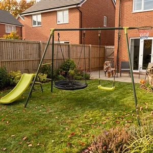 Double Swing with Slide Playset - Green