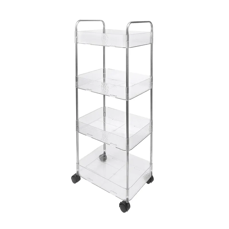Clear Plastic Four Tier Storage Trolley