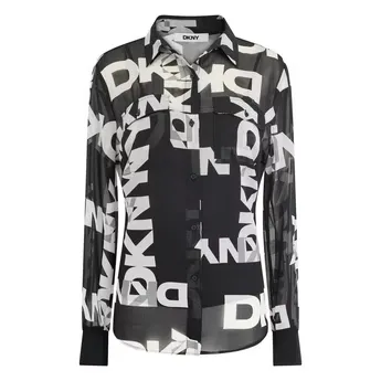 DKNY Women's Long Sleeve Patterned Shirt