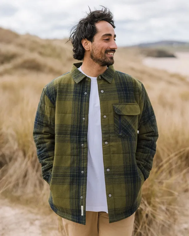 Passenger Clothing Taranaki Quilted Overshirt - Navy/Khaki Check