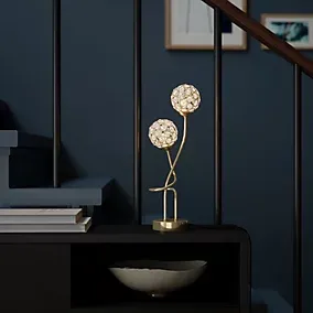 GoodHome Mantus Spherical Brushed Matt Gold effect Halogen Table lamp