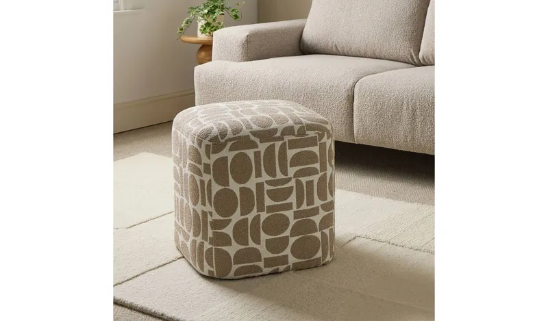 Argos Home Louise Fabric Pouffe - Geo Print