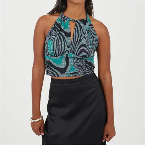 Brave Soul Womens Halter Neck Jacquard top