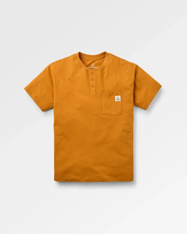 Passenger Clothing Heritage Relaxed Fit Henley T-Shirt - Retro Orange