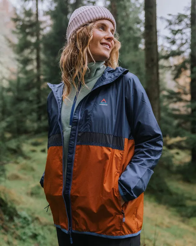 Passenger Clothing Viento Windshell Jacket - Dark Denim/Sunset Orange