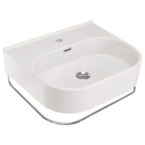 Wickes Siena 1 Tap Hole Wall Hung Basin with Chrome Towel Rail