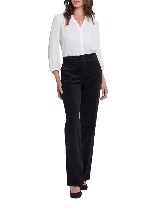 NYDJ Velveteen Straight Leg Trouser, Black