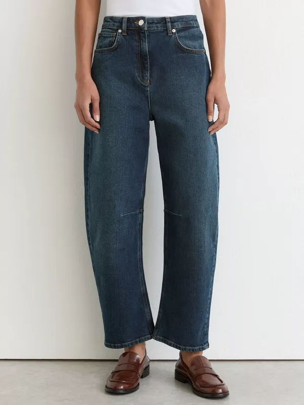 Reiss Petite Levitt Barrel Fit Jeans, Antique Mid Blue