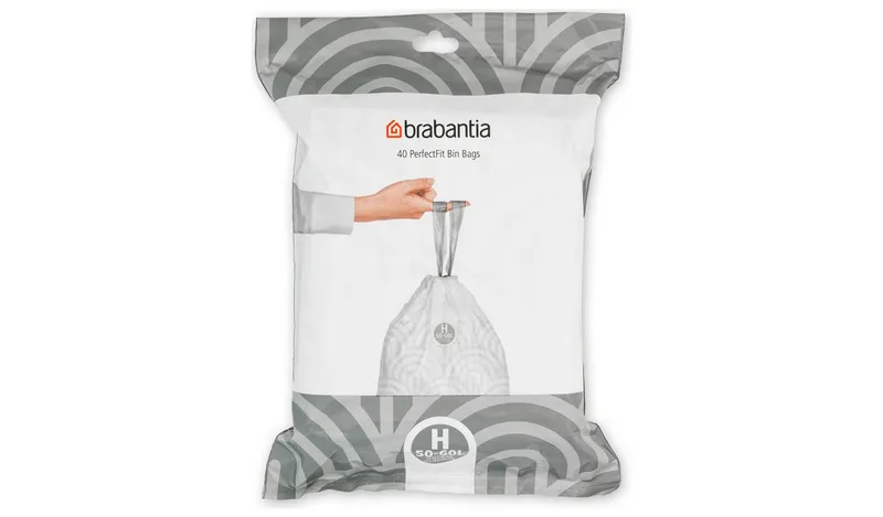 Brabantia 60L Perfect Fit Bin Liners Size H - Pack of 40