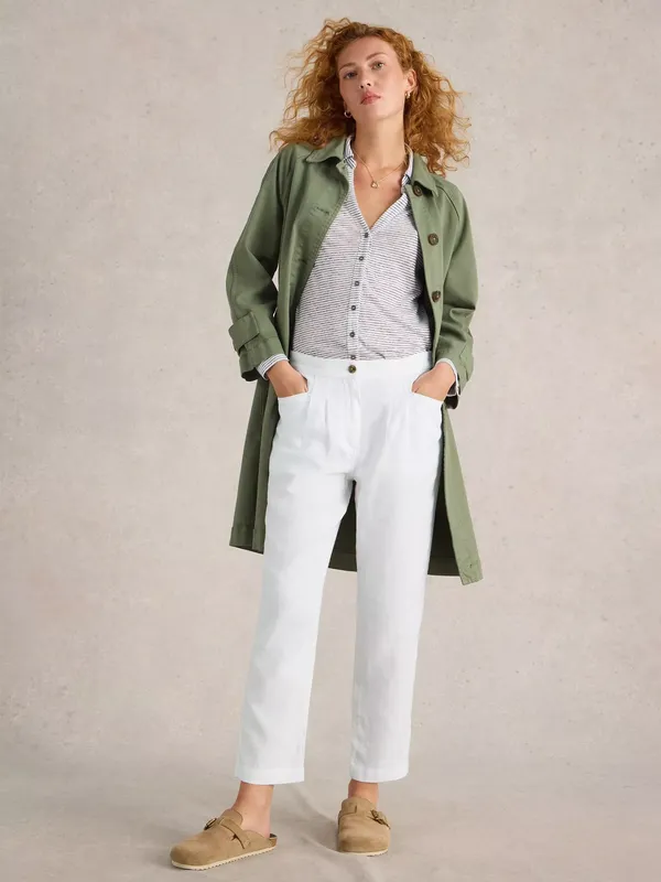 White Stuff Rowena Pure Linen Trousers, Brilliant White