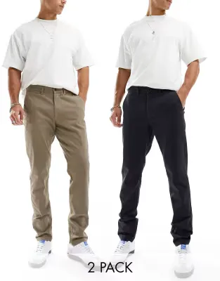 Intelligence 2 pack chinos in beige & navy