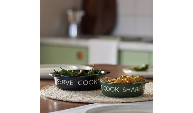 Habitat Set of 2 Tapas Dishes - Black and Khaki