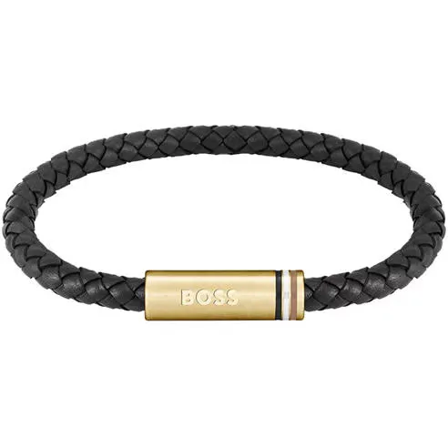 Boss Men's Ares Single Magnetic Closure Single-Wrap Leather Bracelet
