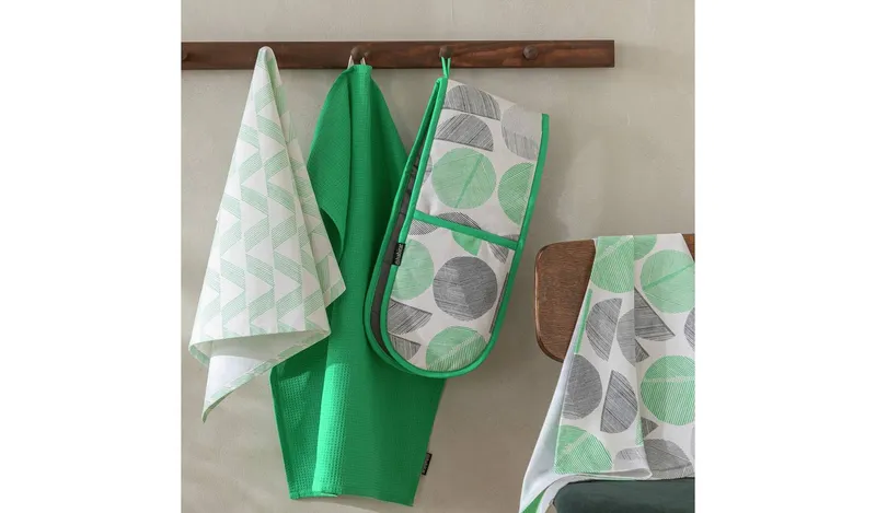 Habitat Linear Circles Cotton Textile Set - Green