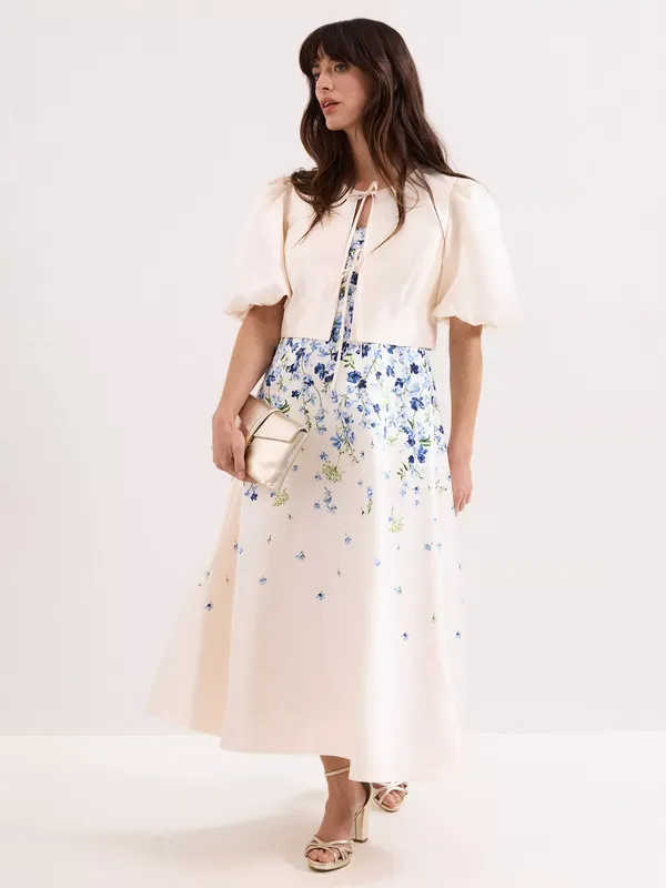 Phase Eight Paulina Puff Sleeve Jacket, Cream