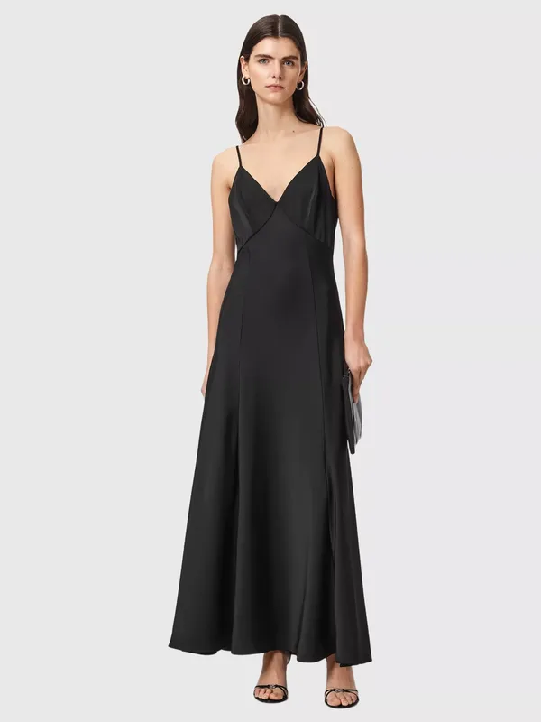 AllSaints Irina Slip Maxi Dress, Black