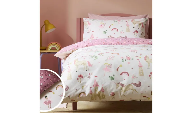 Argos Home Unicorn Storybook White Kids Bedding Set