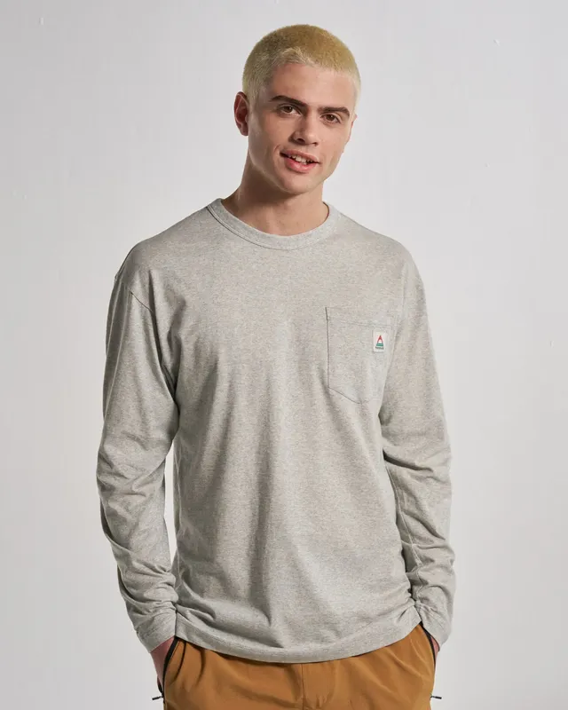 Passenger Clothing Heritage Relaxed Fit LS T-Shirt - Grey Marl
