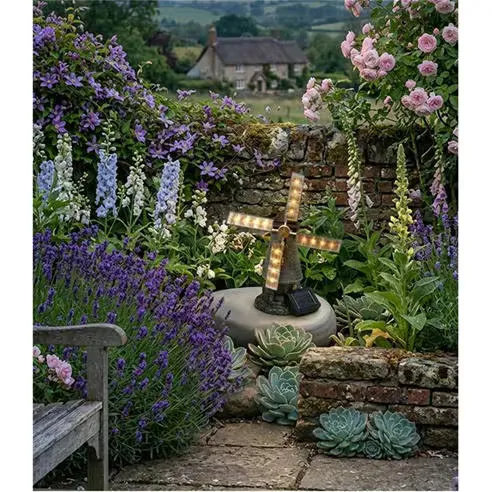 Linea Solar Windmill Garden Ornament Light