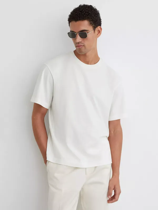 Reiss Regular Fit Cotton Graphic Crew Neck T-Shirt, White